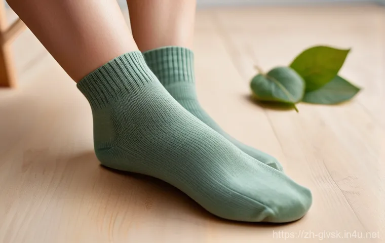 유기농 양말 브랜드 추천 - **Prompt:** A tranquil and cozy indoor scene. A young woman in her late 20s, with soft, serene featu...
