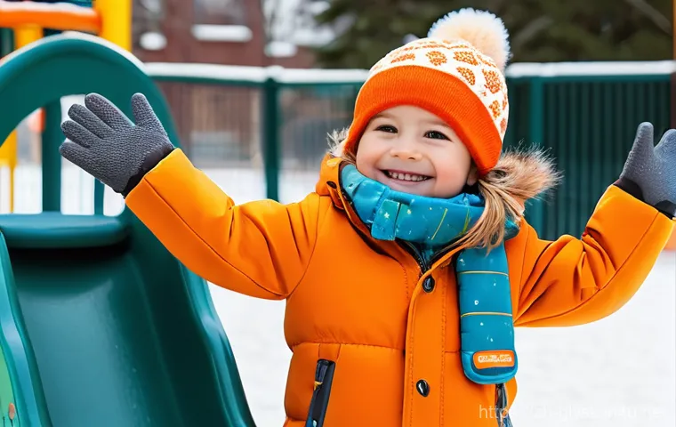 아이들용 방한 장갑 고르는 법 - A very cute toddler (approximately 2 years old), wearing a cozy, plush, hooded winter jumpsuit in a ...