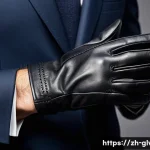 정장용 가죽 장갑 구매 팁 - A close-up shot of elegant formal leather gloves made from soft lambskin with a luxurious cashmere l...