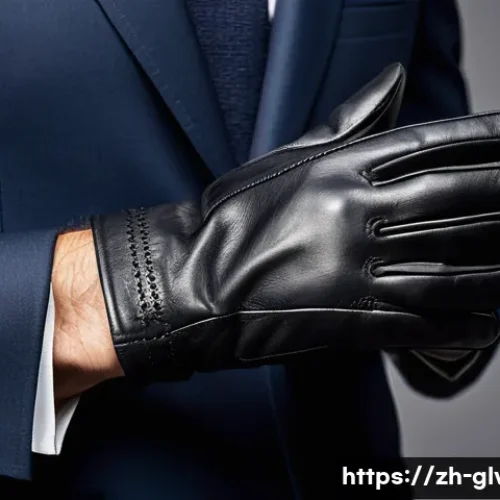 정장용 가죽 장갑 구매 팁 - A close-up shot of elegant formal leather gloves made from soft lambskin with a luxurious cashmere l...